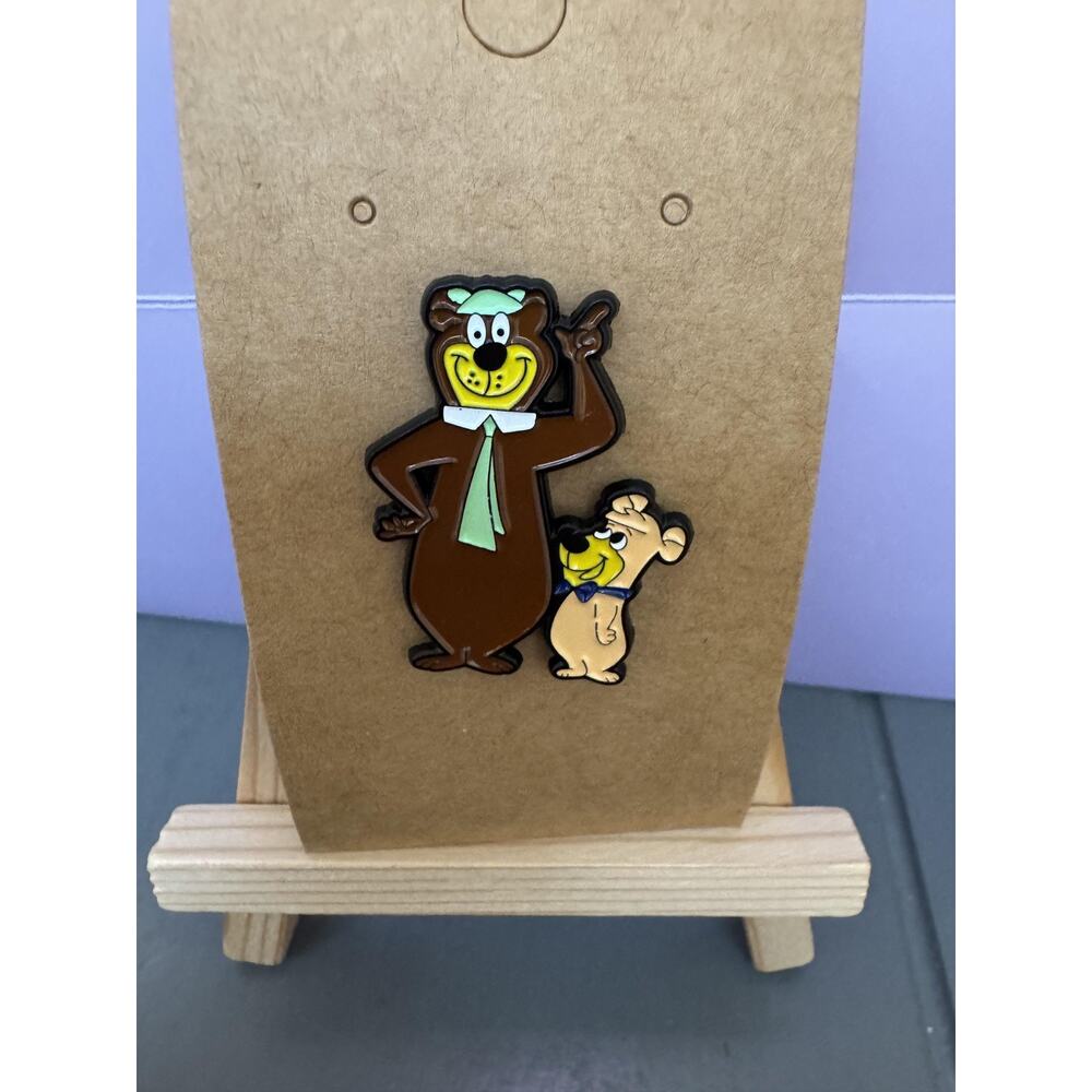 Yogi Bear And Boo Boo Enamel Lapel Pin Cartoon TV Badge Rubber Back Cute